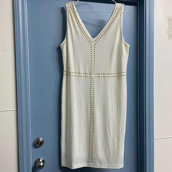 Philosophy Dress, Ivory with Gold Stud Detail, XL - Picture 5 of 9